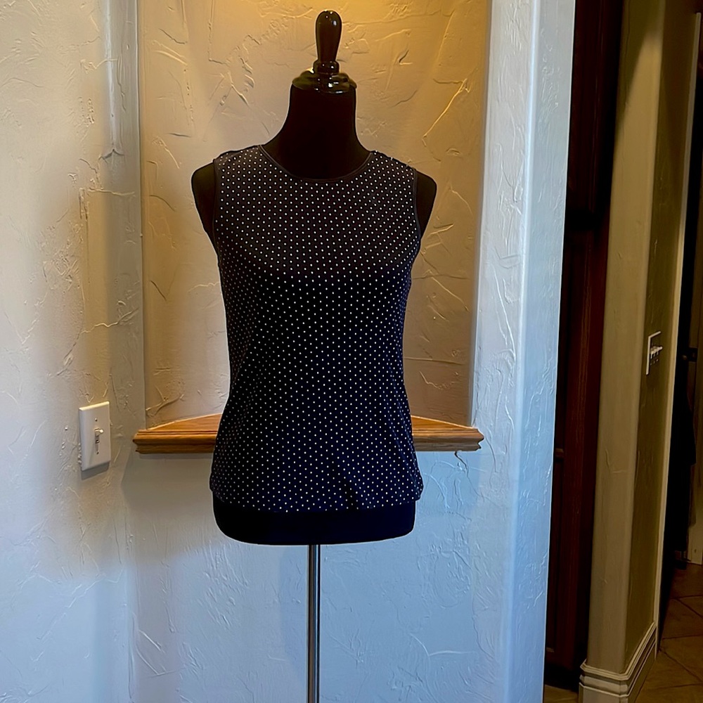 Christopher&banks navy polka dot tank